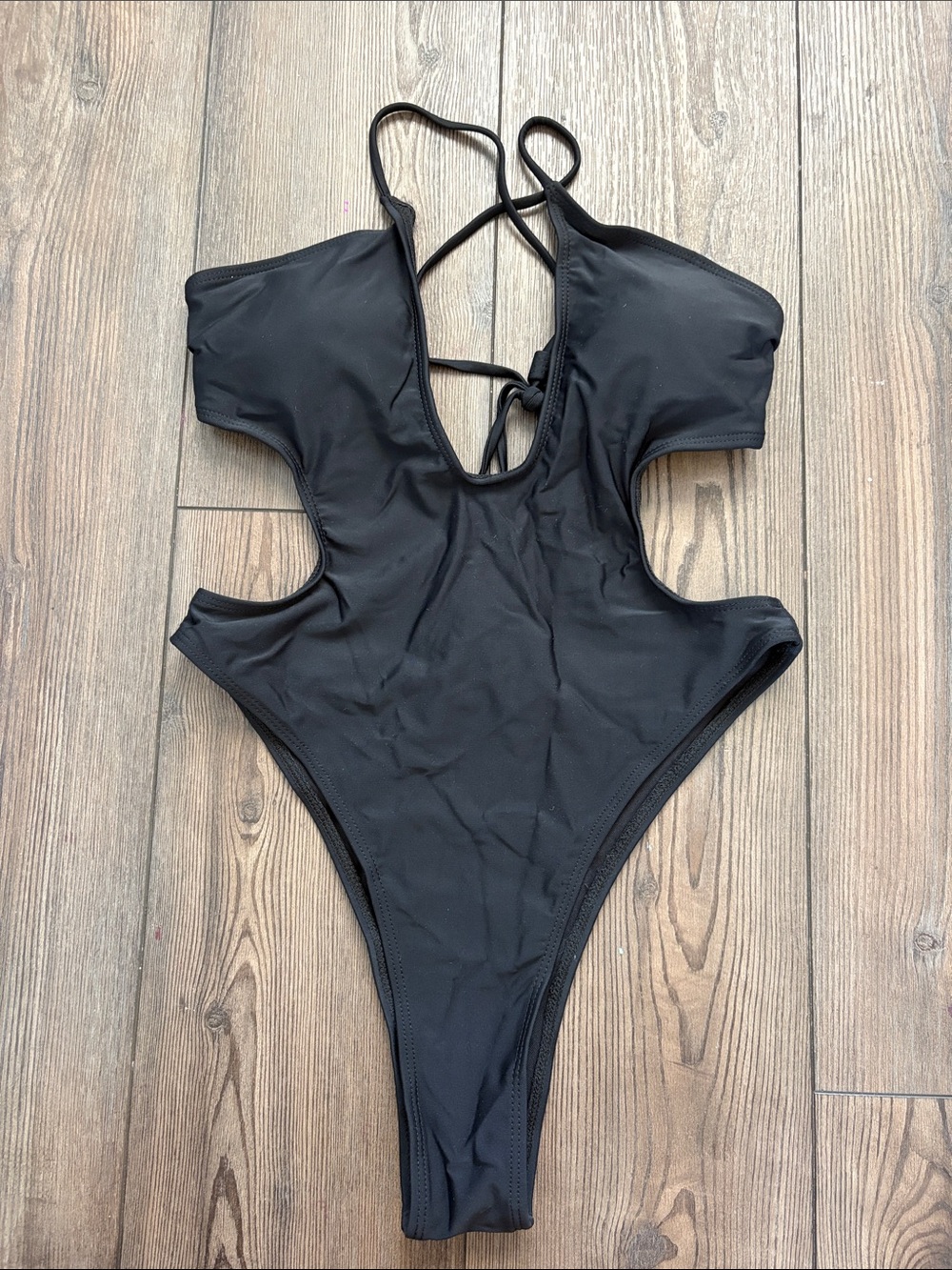 Black One-Piece Swimsuit with Cutouts
